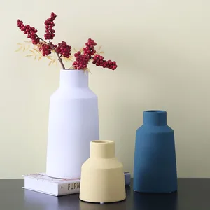 Morandi Color Table Decoration Small White Ceramic Vase, Creative Design thumbnail-4