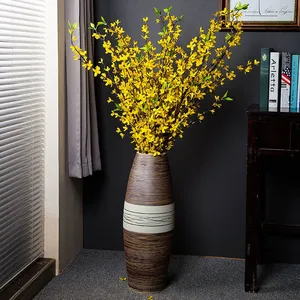 American Country Style Hand Made Paint Jingdezhen Olive Brown Ceramic Vase For Dry Flower thumbnail-4