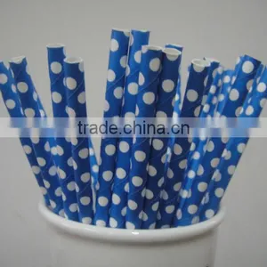 Wholesale Polka Dot Paper Drinking Straws 25pcs Blue thumbnail-1