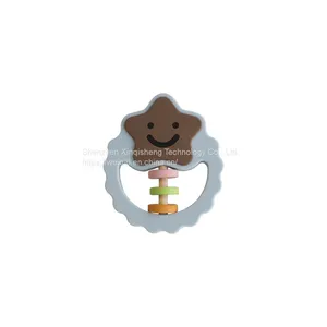 Star Silicone Baby Teether Food Grade Silicone Teething Ring Baby Teething Pendant thumbnail-2