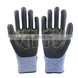 Heavy Duty Industrial TPR Anti Impact Leather Cut Resistant Oil Field Mechanic Safety Working Gloves For Men thumbnail-3
