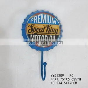 New Design Beer Cap Embossed Metal Wall Single Hook, Factory Cheap Metal Hook thumbnail-1
