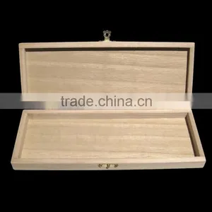 Natural Wooden Cigarette Box Unfinished Hinged Cigar Wooden Box thumbnail-3