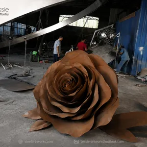Iron Rose Flower Sculpture for Outdoor Floral Display thumbnail-5