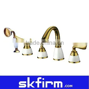 Gold Polished Brass Bathroom Basin Faucet Mixer Tap thumbnail-1