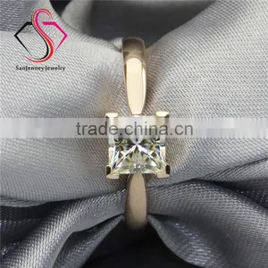 Princess Cut Moissanite Solitaire 1 Carat Sqaure 5.5mm Center 14k Rose Gold Wedding Engagement Ring thumbnail-4