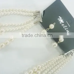 FASHION CHUNKY MULTI ROW STATEMENT PEARL NECKLACE EARRING SET thumbnail-4