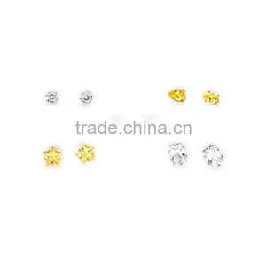 Newest 5 Pairs White and Yellow Zircon Jewellery Earrings Sets For Party Girls thumbnail-1