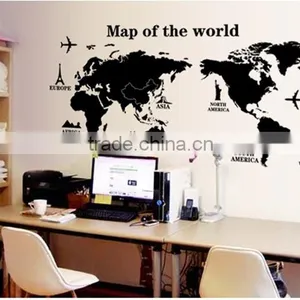 ALFOREVER Black Pvc Removable Wallmap Wall Sticker,wallmap Wall Decals thumbnail-3