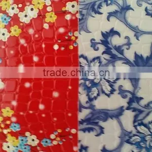 Wholesale Low Price High Quality Pu/pvc Sythetic Leather Printed Emboss Flower Pattern Reflect Leather thumbnail-1