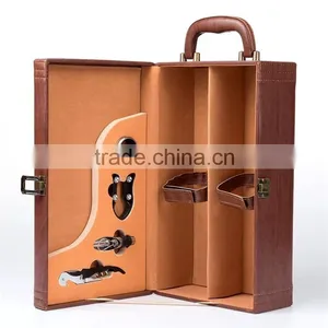 New Arrive Luxury The Leather Quality Material and Bar Sets Type Wine Box Gift Set thumbnail-4