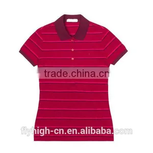 Striped Design Women Polo Neck Embroidered t Shirts thumbnail-5