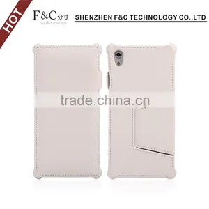Around Protective Flip Genuine Leather Cover Case Wallet Case for Sony Z5 With Stand thumbnail-2