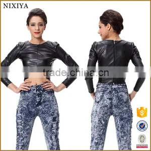 2017 Latest Fashion Top Design Wholesale Latest Model Leather Tops thumbnail-1