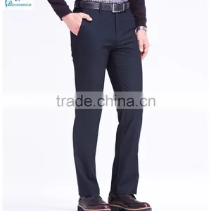 Navy Color Cotton Polyester Spandex Casual Pants Stretch Twill Mens Pants With Jet Pockets thumbnail-1