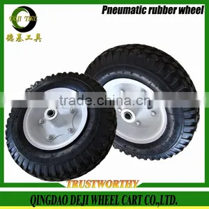 3.50-4 China DEJI Supplier Wheelbarrow Wheel Steel Rim Pneumatic Rubber Wheel thumbnail-4