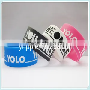 1" Wide Custom Logo Silicone Wristband Debossed Bracelet thumbnail-1