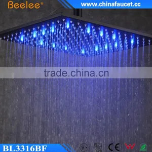 Beelee Luxury 16 Inch Black Square Waterfall Rainfall Led Shower Head thumbnail-1