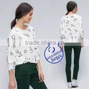 2015 New Design 100% Cotton Custom Women Printed T-shirt Wholesale thumbnail-2