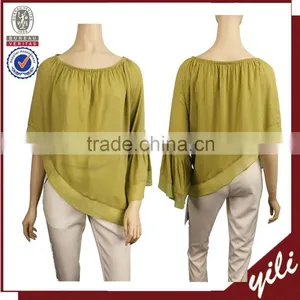 2016 Bat Sleeve Summer Fashion Cutting Design o Neck Lady Blouse thumbnail-1