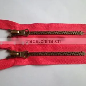 5# Plastic Resin Zipper Close End Zipper Antic Brass Teeth Zipper With Auto Lock Slider Zipper Porcket Zipper thumbnail-1