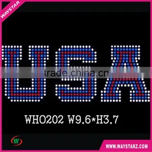 USA Letter Rhinestone Hotfix Motif Transfers On Sportswear thumbnail-1