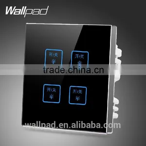 2015 Wallpad Customize LED UK Black Waterproof Crystal Glass Touch Switch 110~250V 4 Gang 2 Way 3 Way Touch Light Wall Switch thumbnail-1