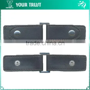 Black Leather Gunmetal Alloy Metal Buckle Coat Leather Toggle Buttons thumbnail-3