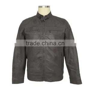 New Washed PU Jacket Fashion Men Leather Jacket thumbnail-1