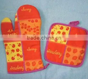 Logo Printed 100% Cotton Oven Mitt Kitchen Hand Glove Pot Holder thumbnail-1