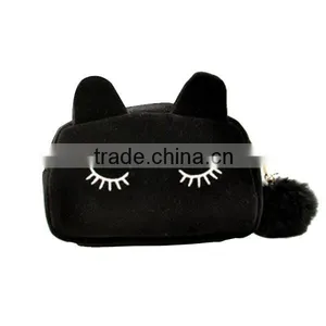 2015 Free Shipping! Fashion Small Cute Lovely Women's Handbag Flannel Cartoon Clutches Cat Beauty Make-up Evening Bags thumbnail-5