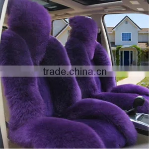 Elegant Purple Sheepskin Fur Car Seat Covers thumbnail-1