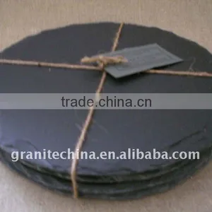 Round Black Slate Coasters thumbnail-1