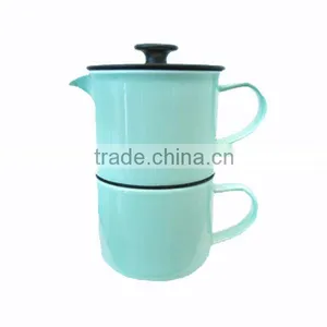 Factory Sale Custom 1000ml Ceramic Baby Blue French Coffee Press thumbnail-1