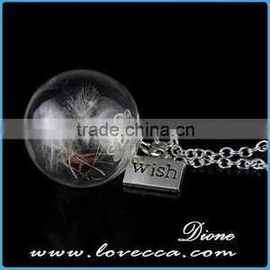 Hot Selling Creative Romantic Glass Cover Dandelion Seed Necklace thumbnail-1