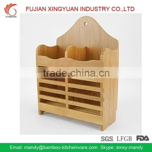 Bamboo Kitchen Utensil Caddy, Bamboo Utensils Drying Holder thumbnail-1