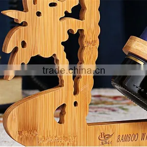 WR014/100% Bamboo Material Chinese Style Hot Sale Coco Shaped Folding Bamboo Wine Rack thumbnail-3