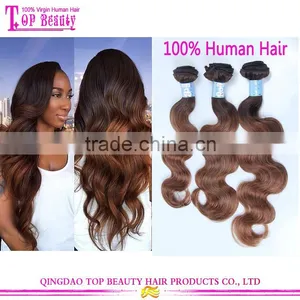 Qingdao Hot Sale Two Tone Color Remy Human Hair Mink Peruvian Hair Body Wave Hair Weave thumbnail-1