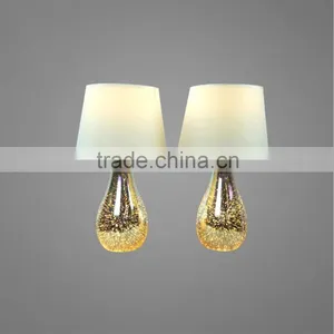 Nice Sparkle Glass Base And Body With Fabric Lampshade Bedside Table Lamp Decorative Table Lamp thumbnail-1