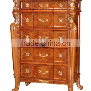 Royal Palace Bedroom Furniture- 5 Drawers Chest, Exquisite Carved Wooden Side Cabinet /Chest of Drawers thumbnail-1