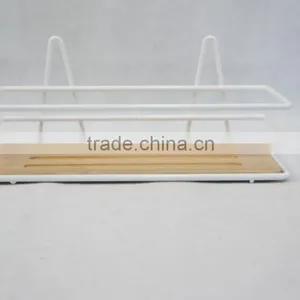 Metal & Bamboo Bathroom Caddy With Suction thumbnail-2