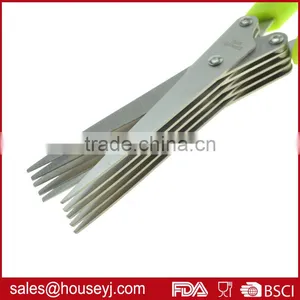 Soft Grip Handle Stainless Steel 5 Layer Blades Kitchen Herb Scissors thumbnail-2