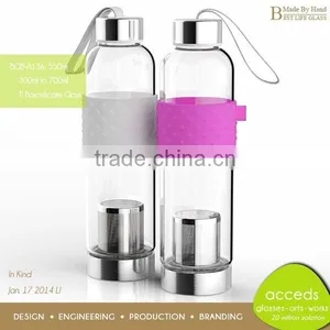 Pyrex Glass Bottle Drink With Colored Silicon Lid thumbnail-6