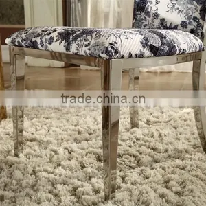 Painting Fabric Cover Mirror Silver Stainless Steel Dining Chair thumbnail-4