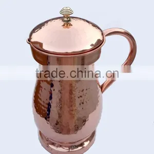 LATEST 100% SOLID COPPER WATER PITCHER, HAMMERED COPPER WATER POT, INDIAN MANUFACTURER OF 100% COPPER WATER JUG thumbnail-1