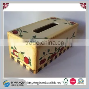 Wood Cherries UVpainted Rectangle Tissue Box Cover Holder With Bottom thumbnail-1