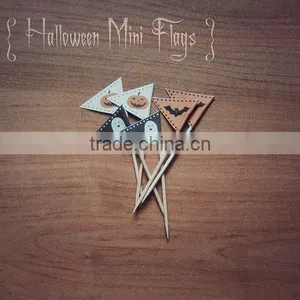 Vintage Triangle Halloween Cupcake Food Pick Toothpick Flag thumbnail-1