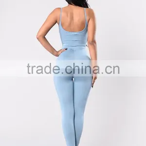 Wholesale Women Rompers Trendy and Stylish 95% Cotton 5% Spandex Spaghetti Strap Catsuit Womens Bodycon Jumpsuit thumbnail-4