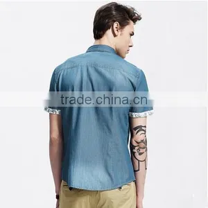 Wholesale China Short Sleeve Men's Shirt Latest Shirt Designs for Men Denim Shirt for Men thumbnail-4