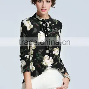 Best Selling Summer Elegant Design Floral Print Shirts for Women thumbnail-1